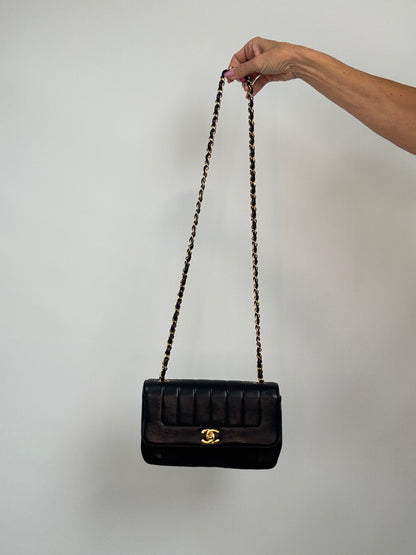 Chanel  Black Vertical Quilted Lambskin Single Flap Bag