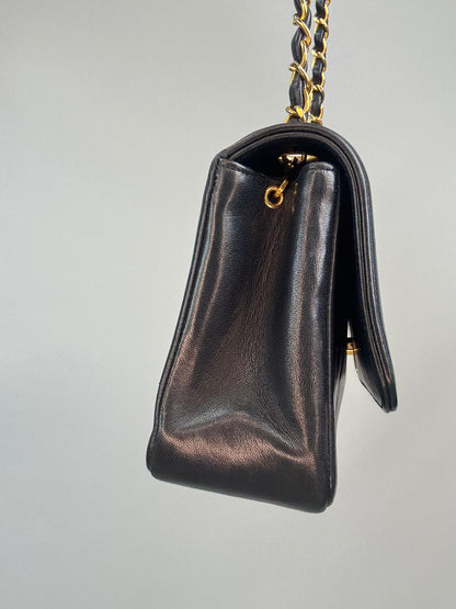 Chanel  Black Vertical Quilted Lambskin Single Flap Bag