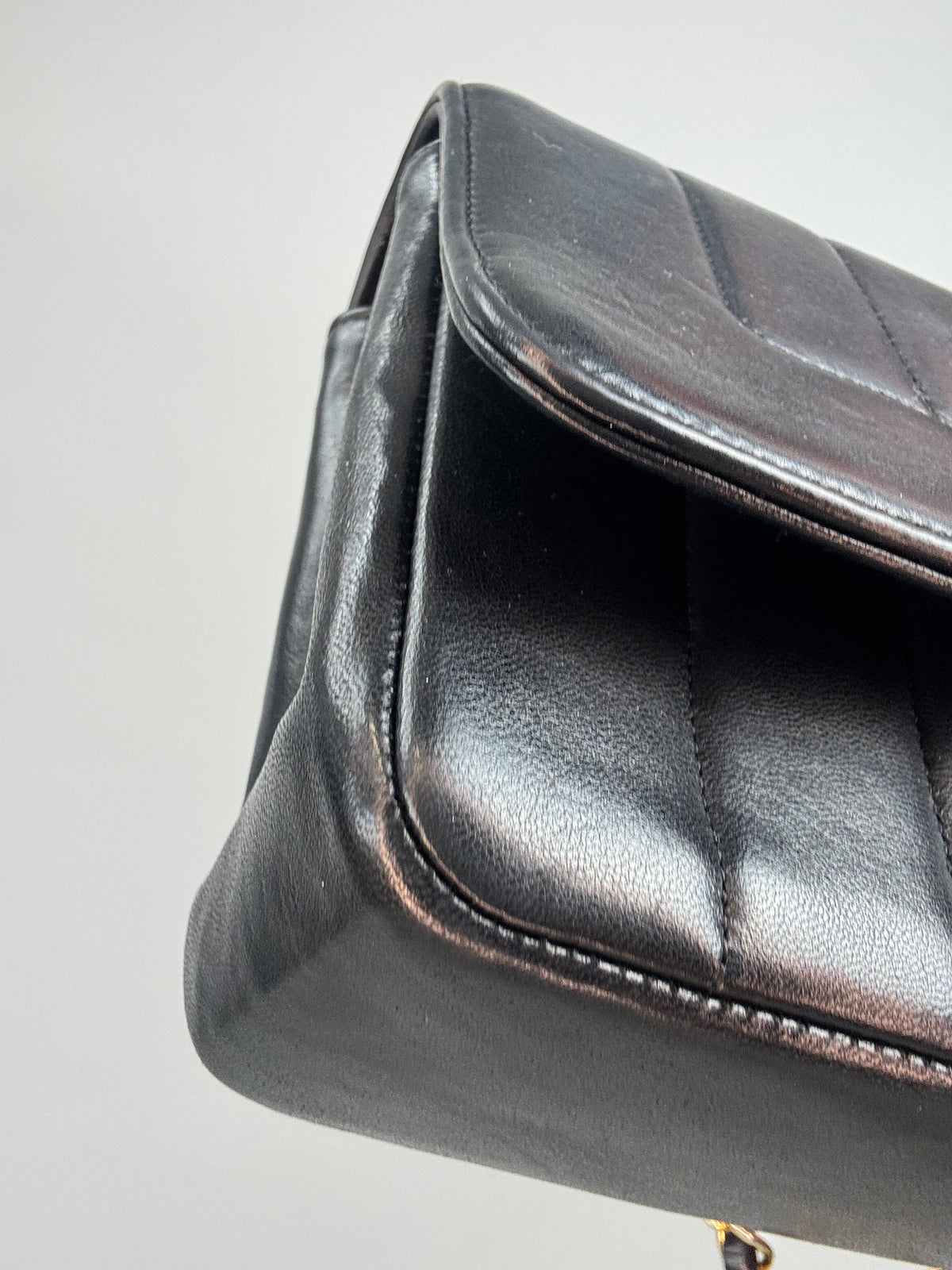 Chanel  Black Vertical Quilted Lambskin Single Flap Bag