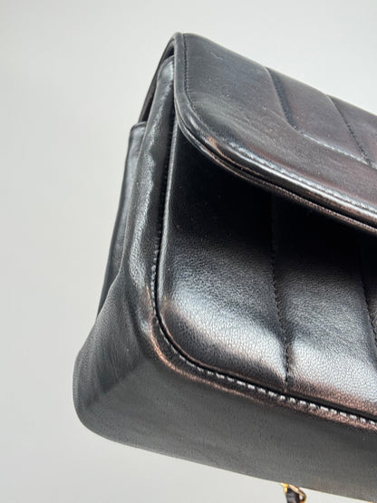 Chanel  Black Vertical Quilted Lambskin Single Flap Bag