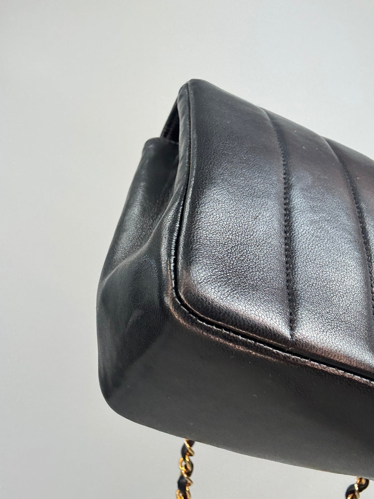 Chanel  Black Vertical Quilted Lambskin Single Flap Bag