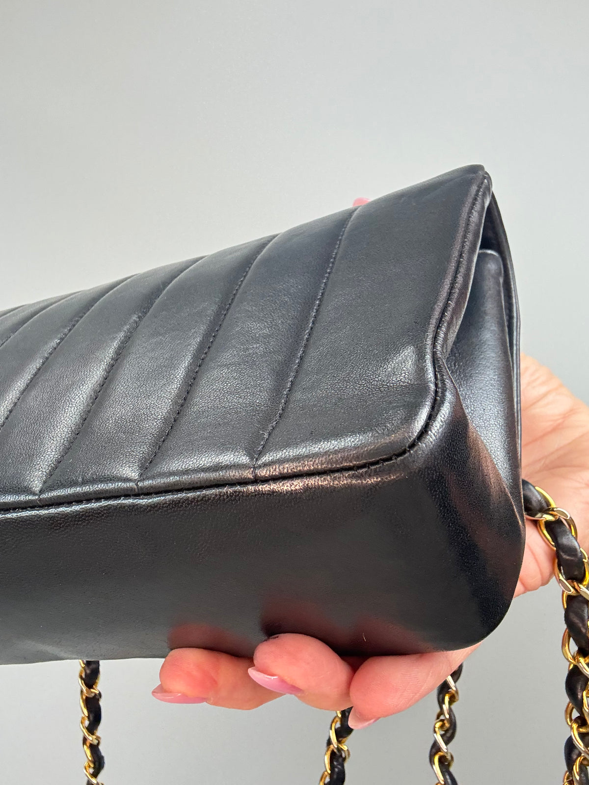 Chanel  Black Vertical Quilted Lambskin Single Flap Bag