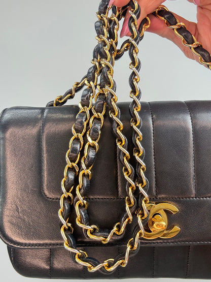 Chanel  Black Vertical Quilted Lambskin Single Flap Bag