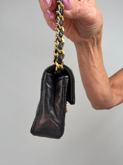 Chanel Micro Quilted Flap Bag Chain Belt — Black Lambskin