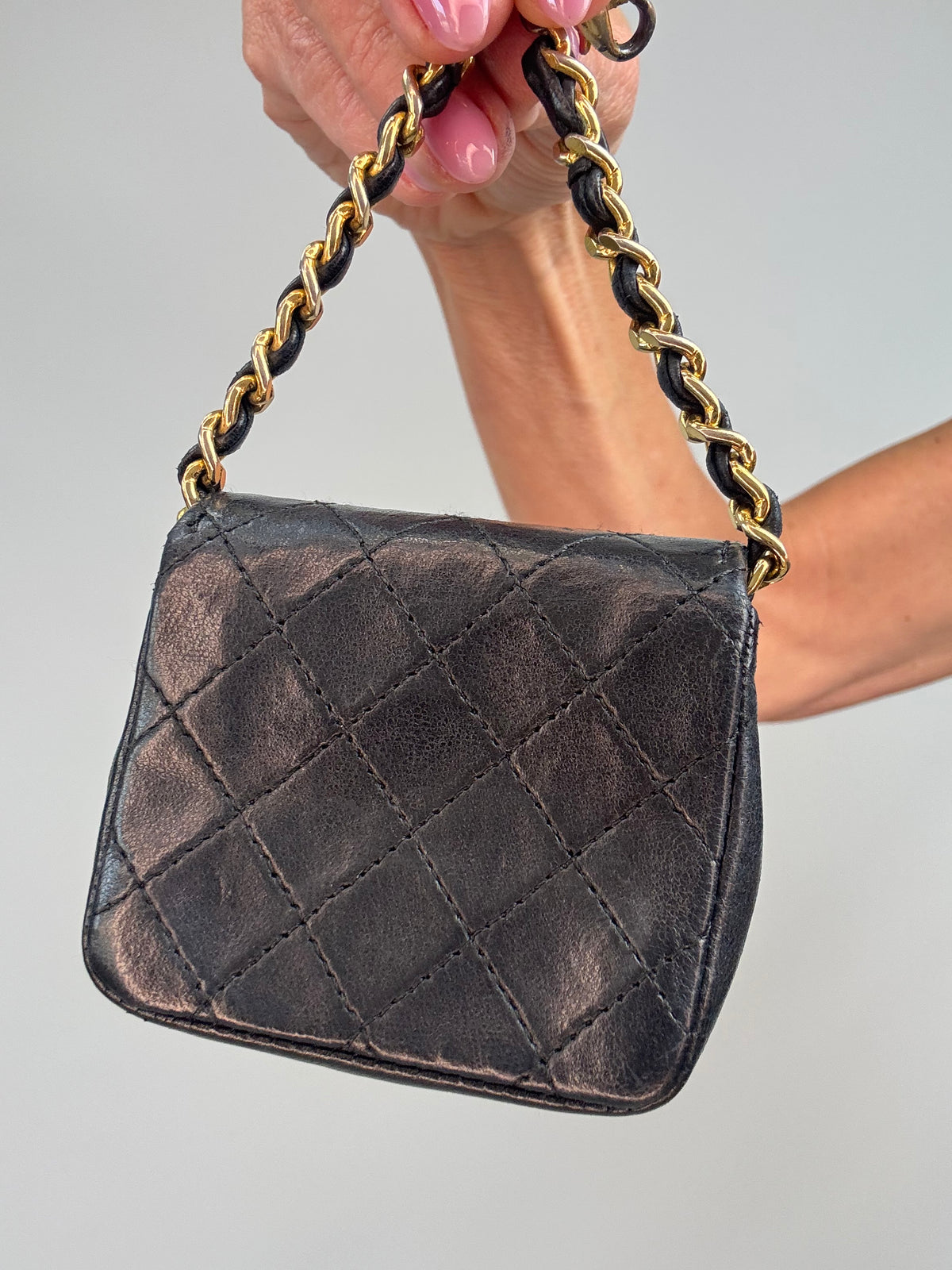Chanel Micro Quilted Flap Bag Chain Belt — Black Lambskin