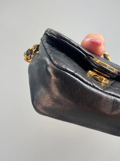 Chanel Micro Quilted Flap Bag Chain Belt — Black Lambskin