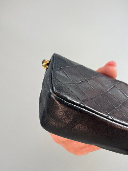 Chanel Micro Quilted Flap Bag Chain Belt — Black Lambskin