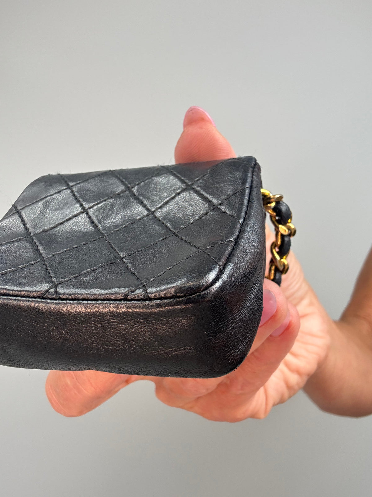 Chanel Micro Quilted Flap Bag Chain Belt — Black Lambskin