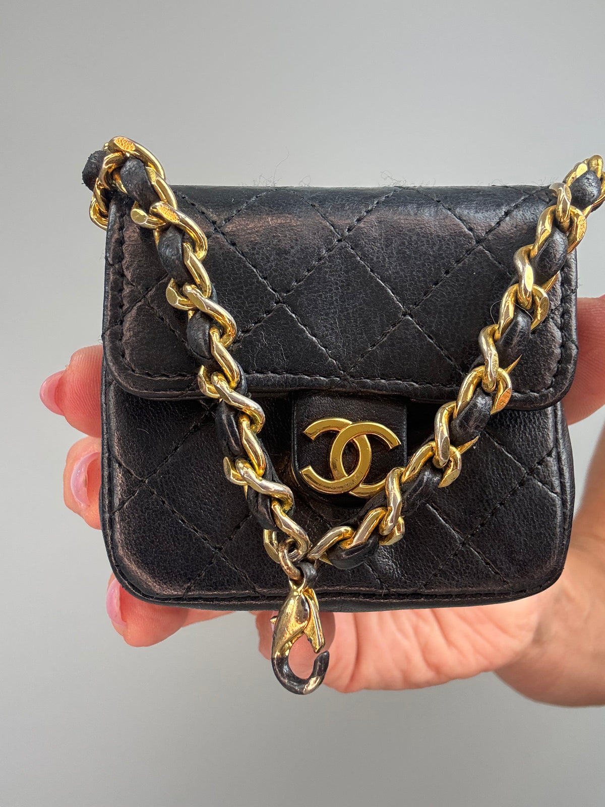 Chanel Micro Quilted Flap Bag Chain Belt — Black Lambskin