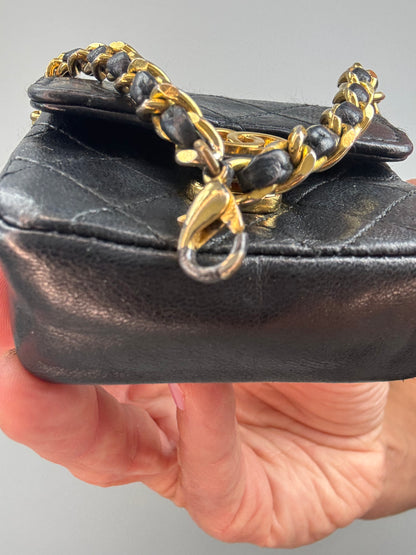 Chanel Micro Quilted Flap Bag Chain Belt — Black Lambskin