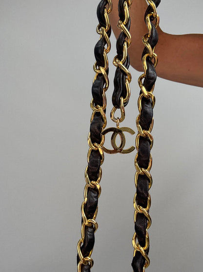 Chanel Micro Quilted Flap Bag Chain Belt — Black Lambskin