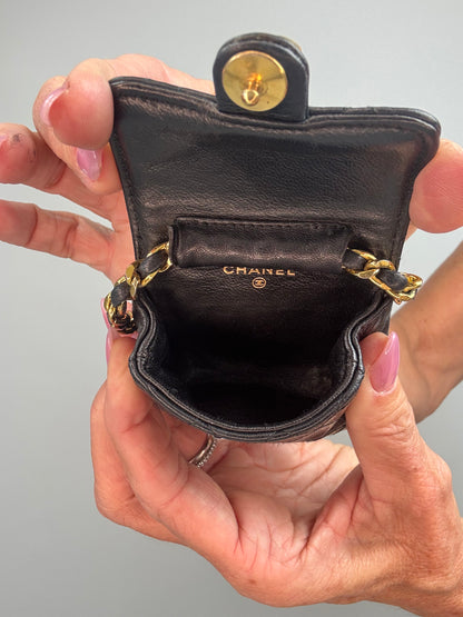 Chanel Micro Quilted Flap Bag Chain Belt — Black Lambskin