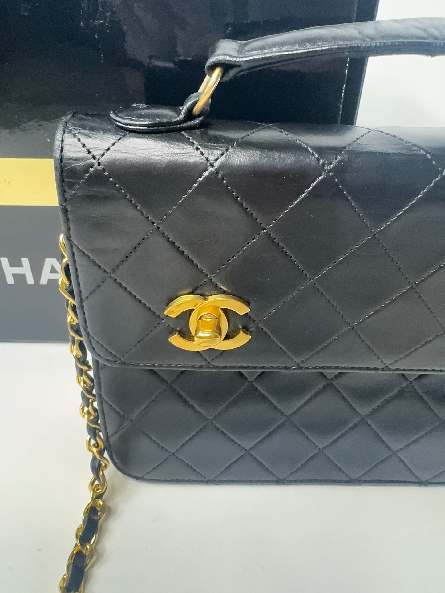 Chanel Extremely Rare Vintage Double Turn Lock Briefcase Bag