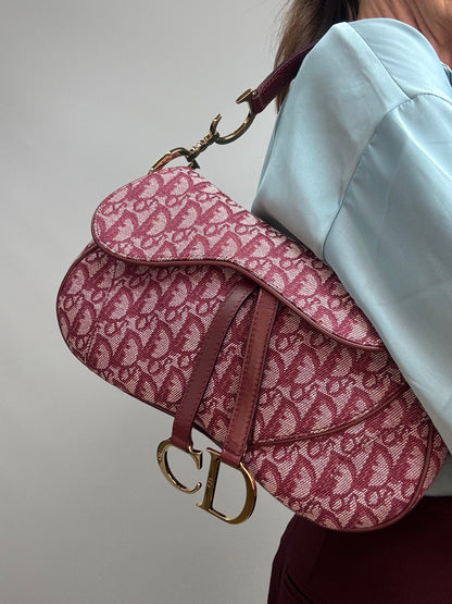 Christian Dior 2002 Burgundy Oblique Saddle Bag