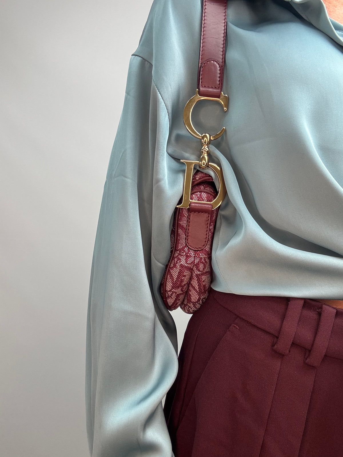 Christian Dior 2002 Burgundy Oblique Saddle Bag