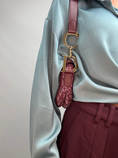Christian Dior 2002 Burgundy Oblique Saddle Bag
