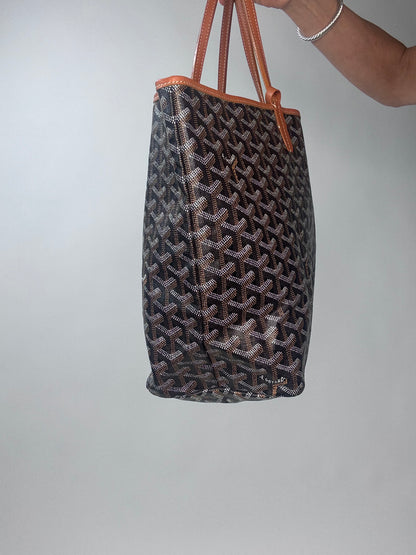 Goyard Goyardine St Louis PM  Black Gold w/Pouch Tote