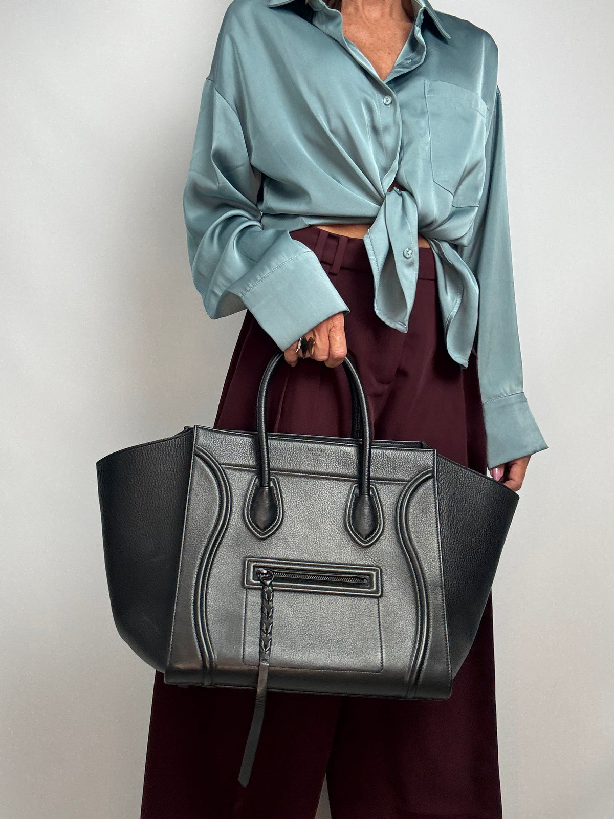 Celine Medium Phantom Luggage Tote — Black Grained Calfskin