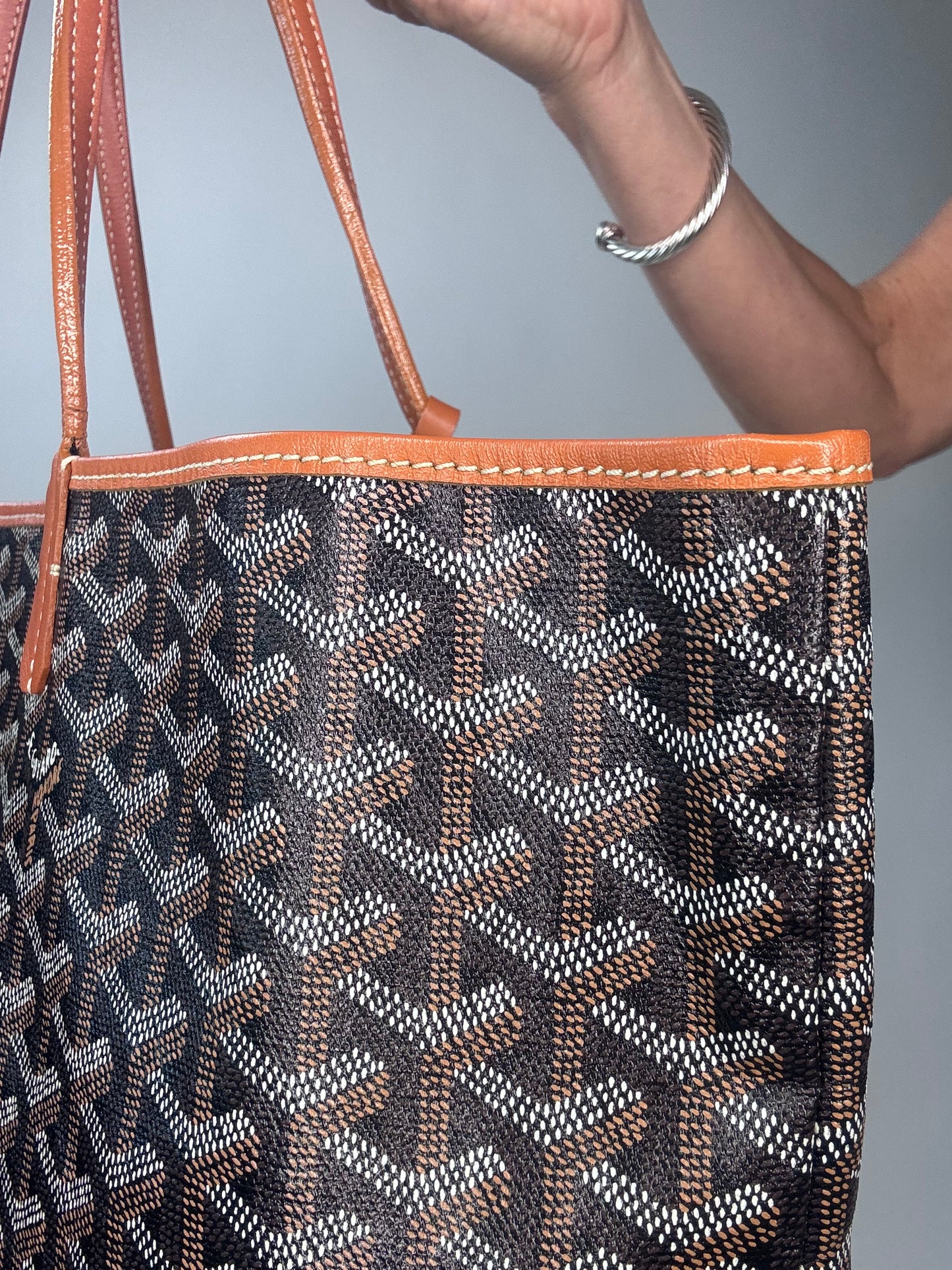 Goyard Goyardine St Louis PM  Black Gold w/Pouch Tote
