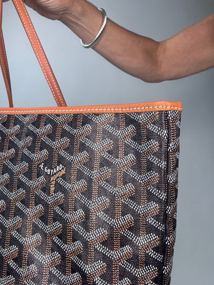 Goyard Goyardine St Louis PM  Black Gold w/Pouch Tote