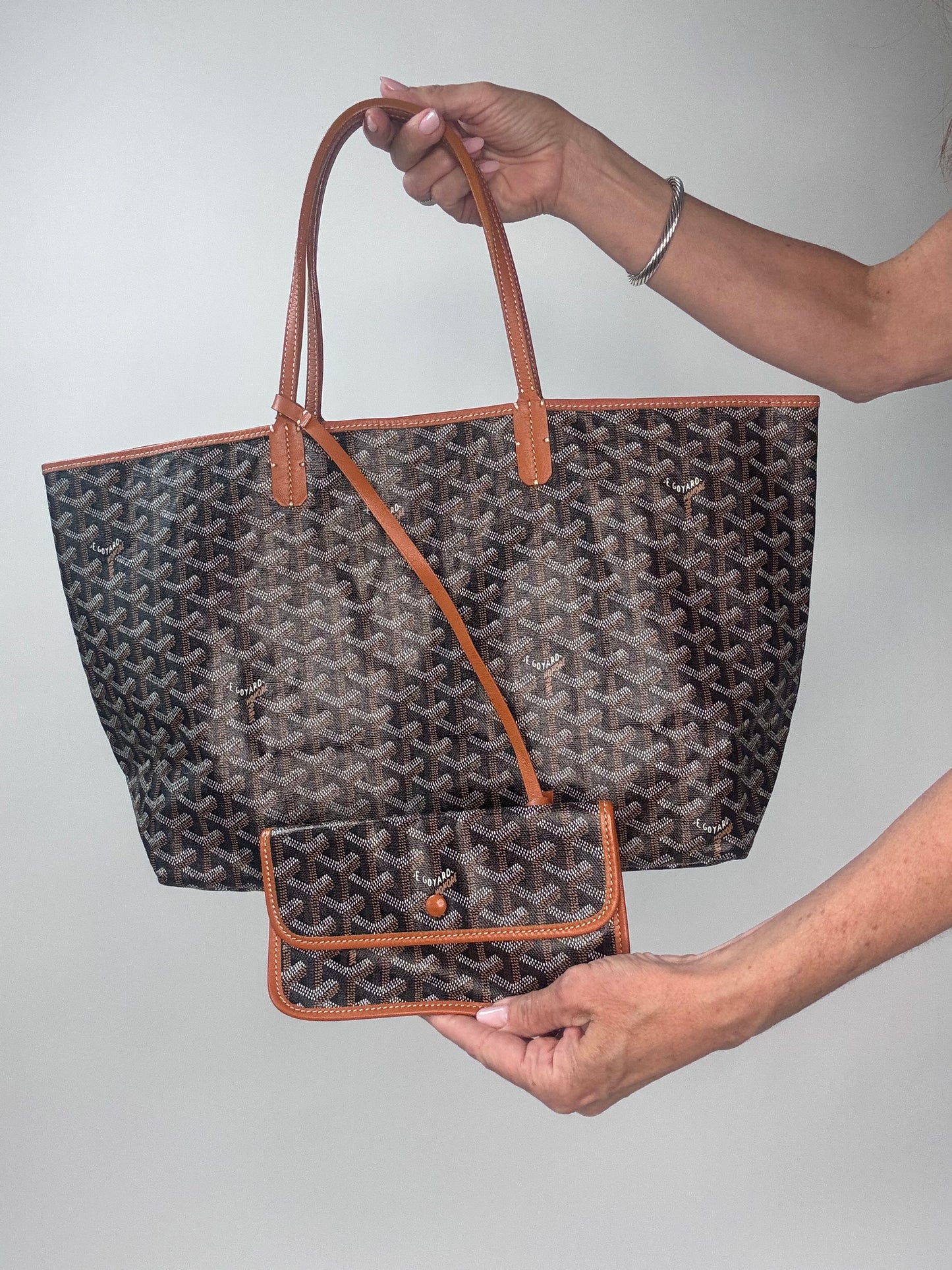 Goyard Goyardine St Louis PM  Black Gold w/Pouch Tote