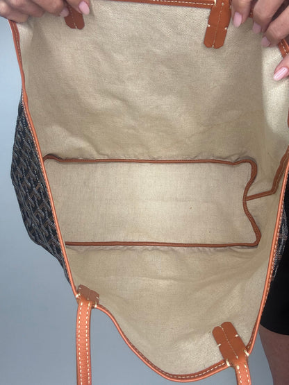 Goyard Goyardine St Louis PM  Black Gold w/Pouch Tote