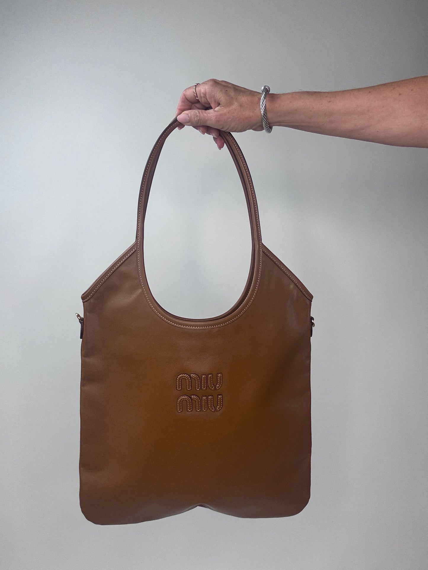 Miu Miu IVY Carmel Leather Tote Bag