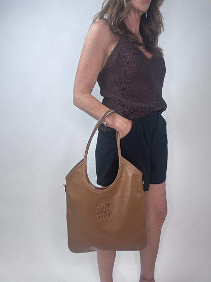 Miu Miu IVY Carmel Leather Tote Bag