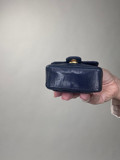 Chanel Micro Flap Belt bag Navy Lambskin