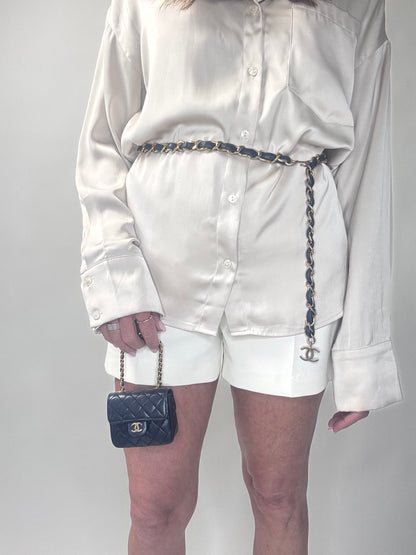 Chanel Micro Flap Belt bag Navy Lambskin