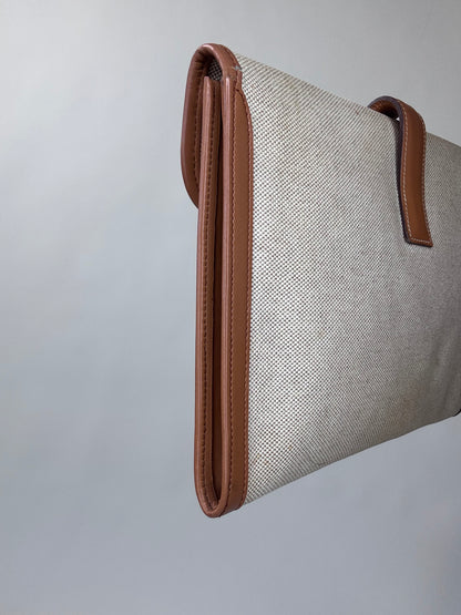 Hermes Peau Porc Toile Vintage Jige PM Clutch