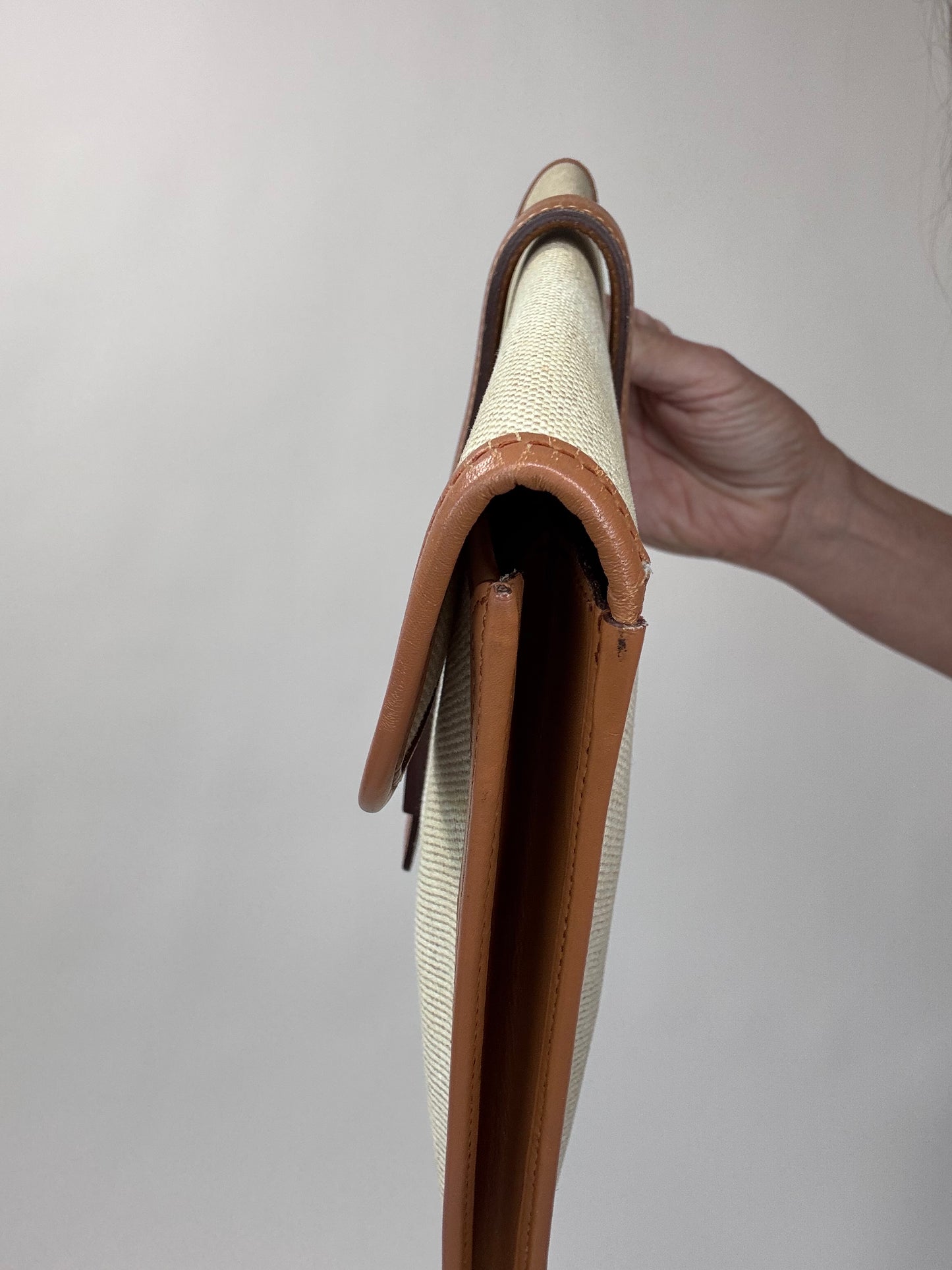 Hermes Peau Porc Toile Vintage Jige PM Clutch