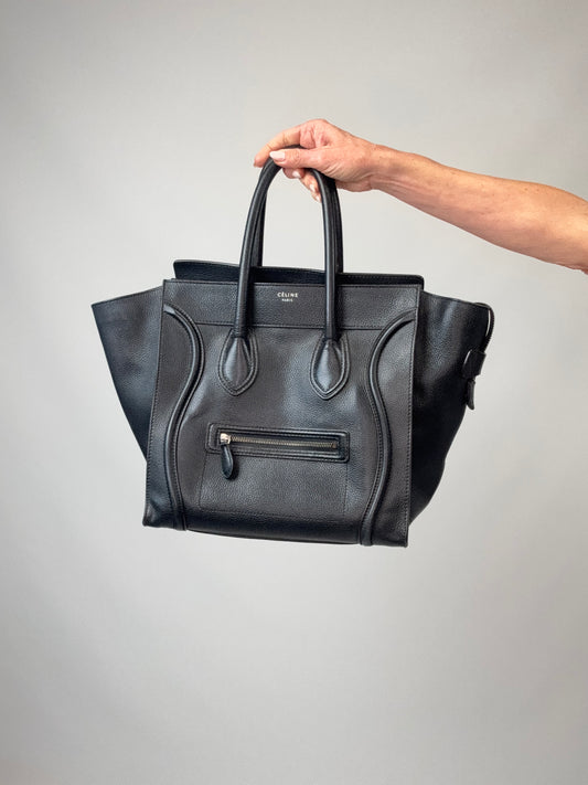 Celine Mini Phantom Luggage Tote – Black Drummed Leather
