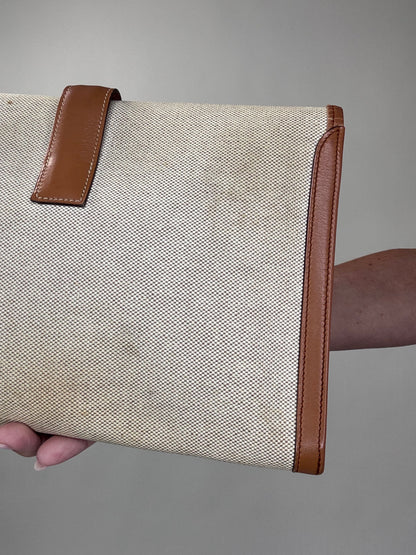 Hermes Peau Porc Toile Vintage Jige PM Clutch