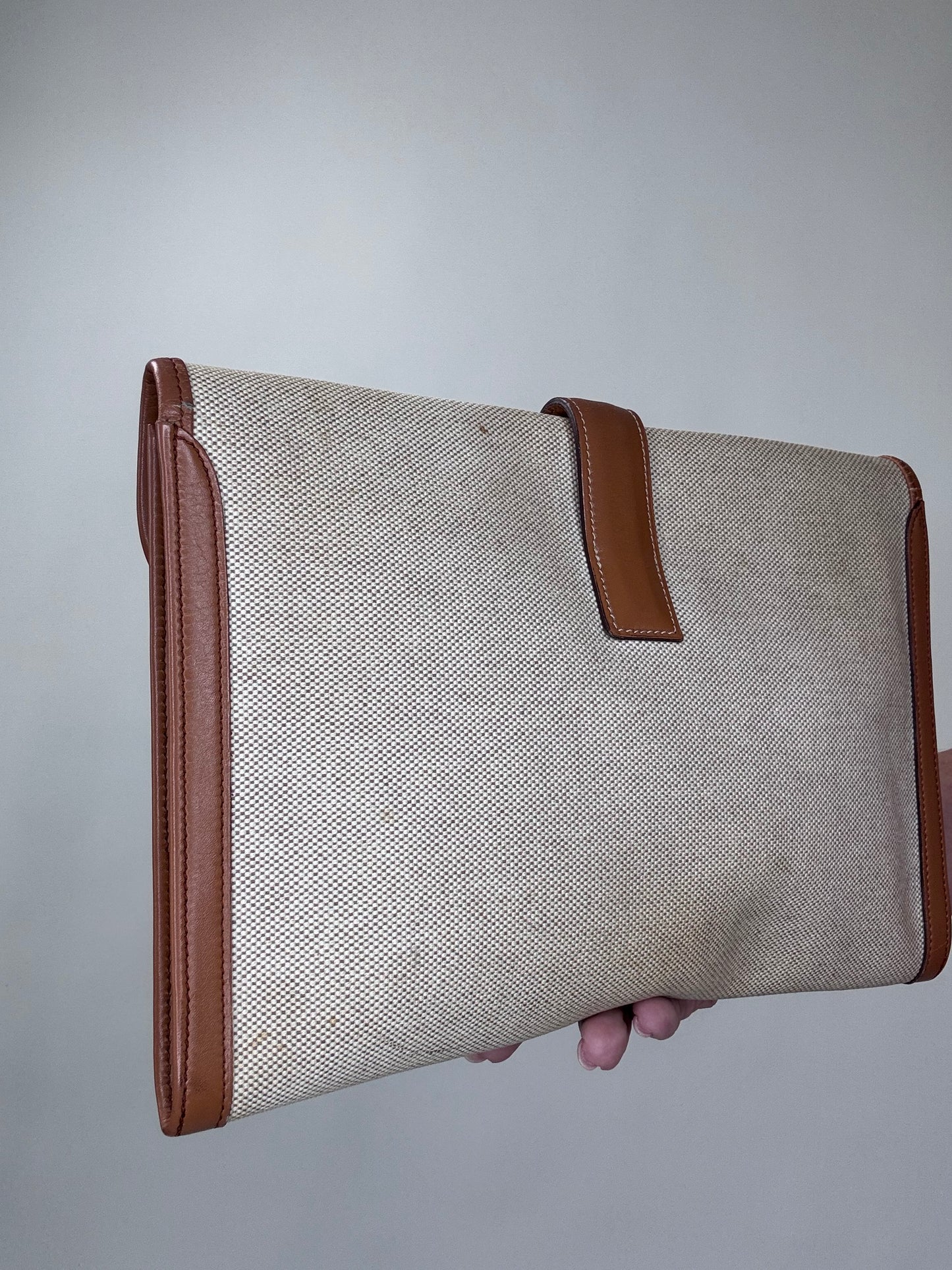 Hermes Peau Porc Toile Vintage Jige PM Clutch