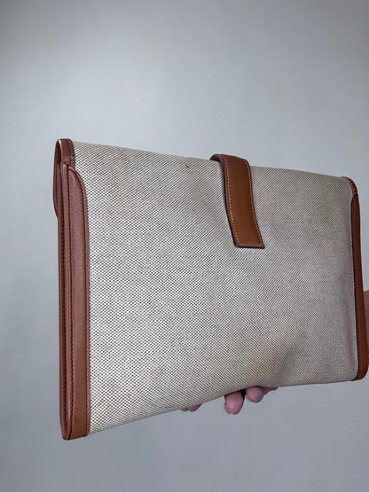 Hermes Peau Porc Toile Vintage Jige PM Clutch