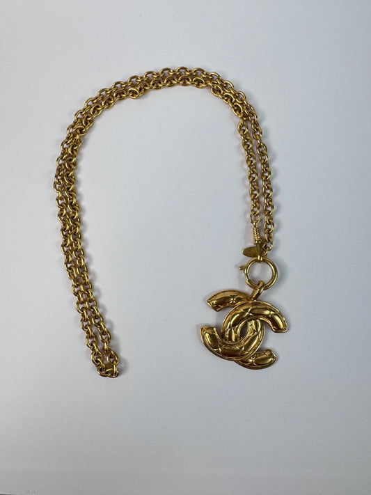 Chanel Vitage Large Quilted CC Pendent