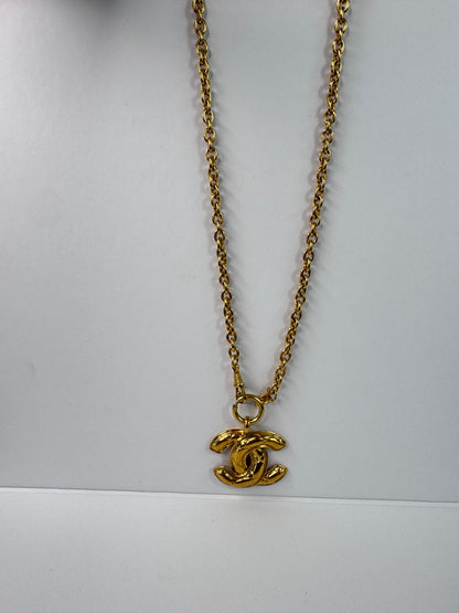 Chanel Vitage Large Quilted CC Pendent