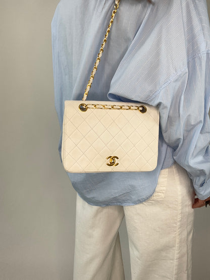 Chanel CC Matelasse Single Flap White