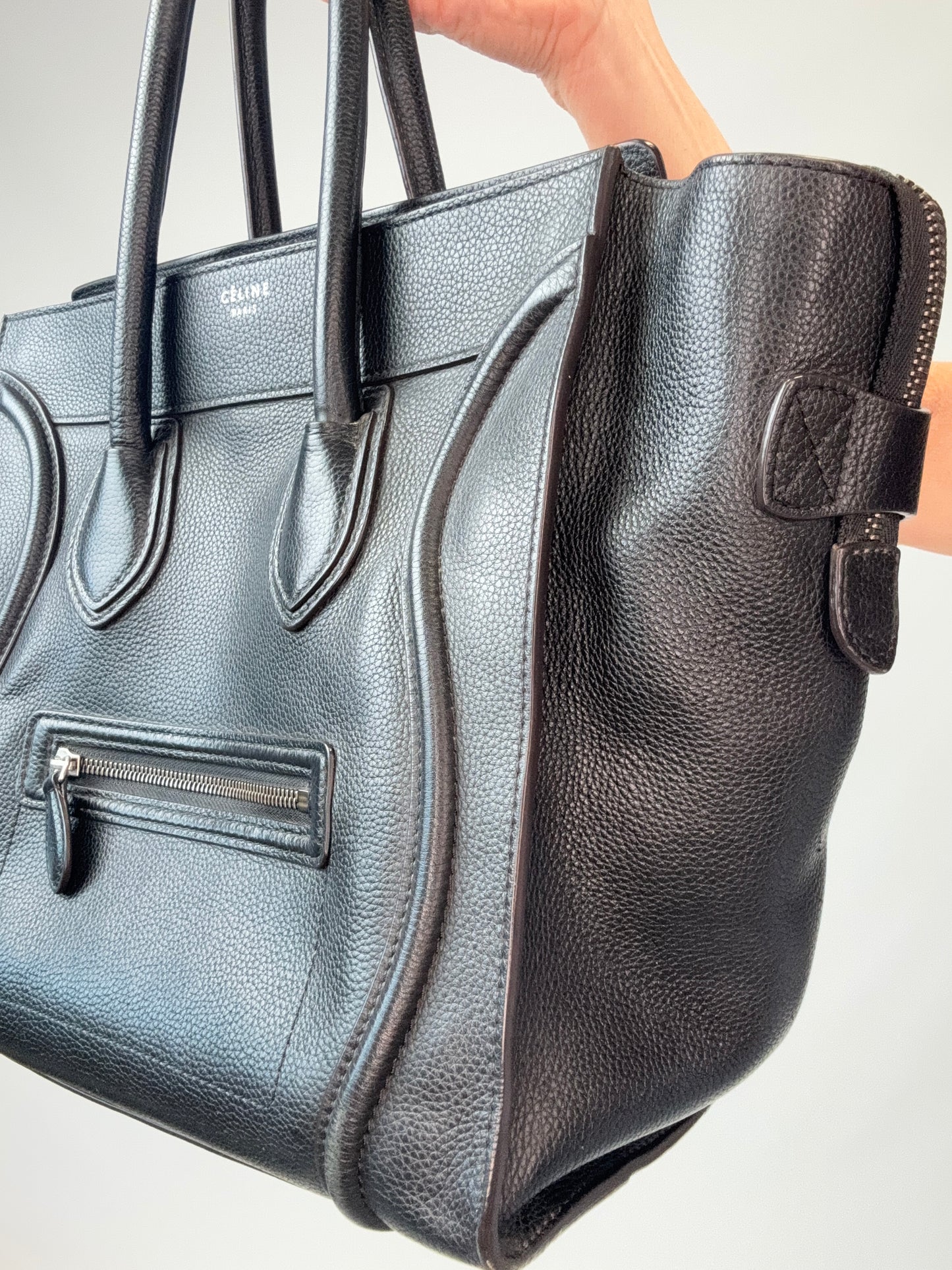 Celine Mini Phantom Luggage Tote – Black Drummed Leather