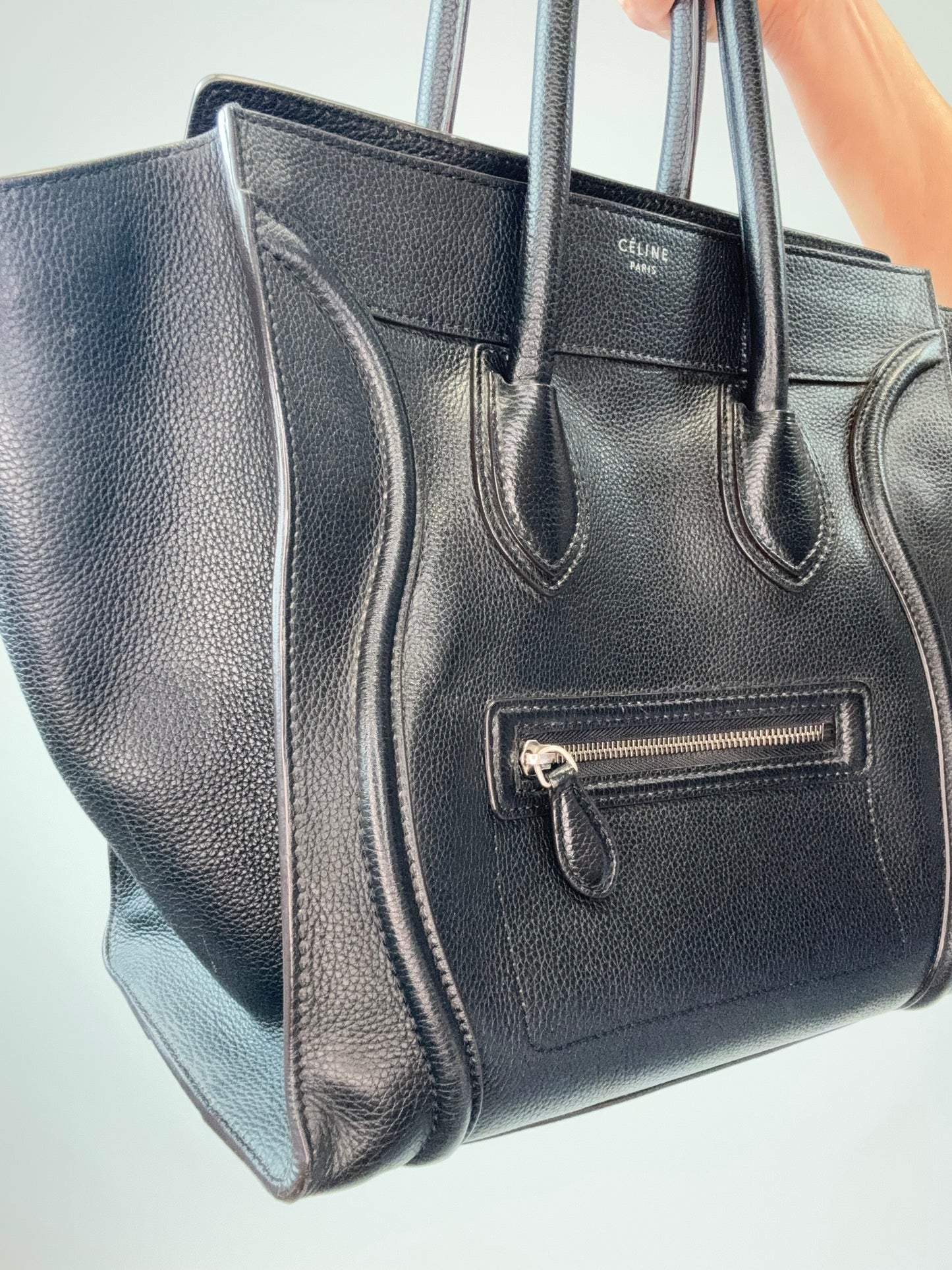 Celine Mini Phantom Luggage Tote – Black Drummed Leather