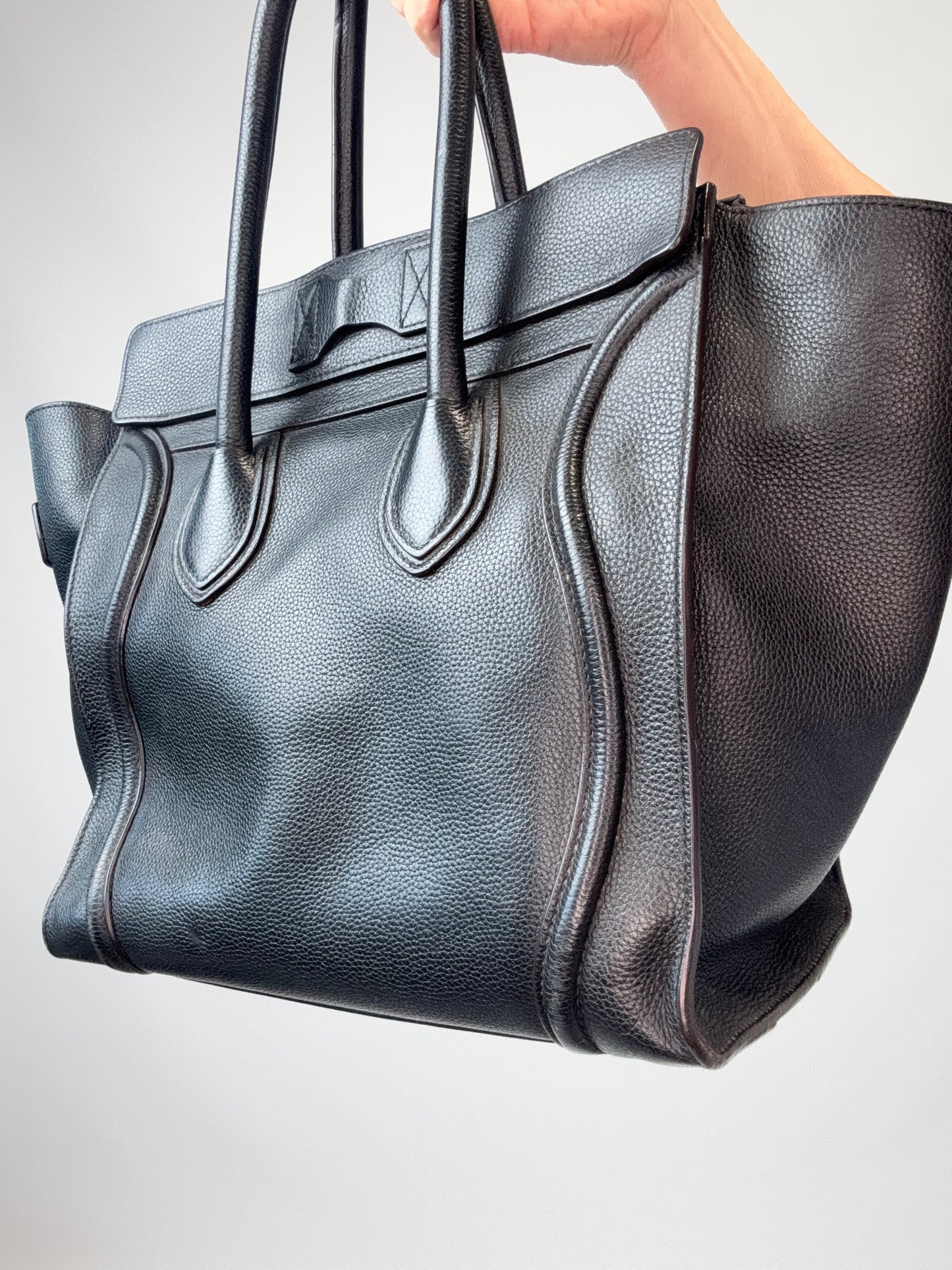 Celine Mini Phantom Luggage Tote – Black Drummed Leather