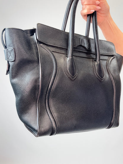 Celine Mini Phantom Luggage Tote – Black Drummed Leather