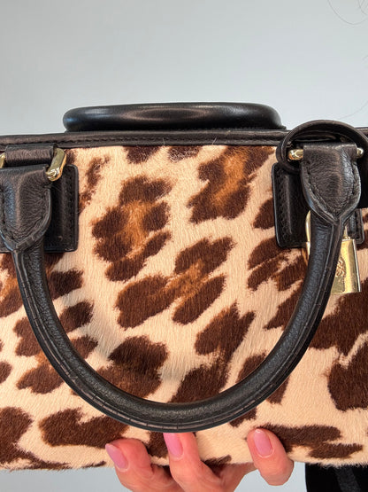 Loewe Amazona 28 Leopard Calf Hair & Black Leather Bag
