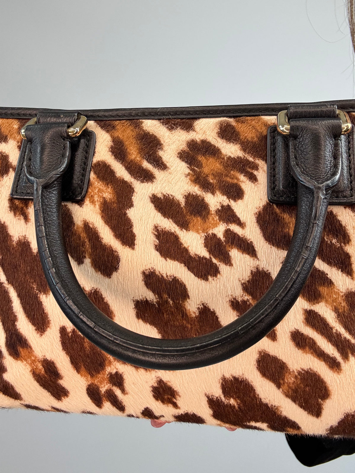 Loewe Amazona 28 Leopard Calf Hair & Black Leather Bag