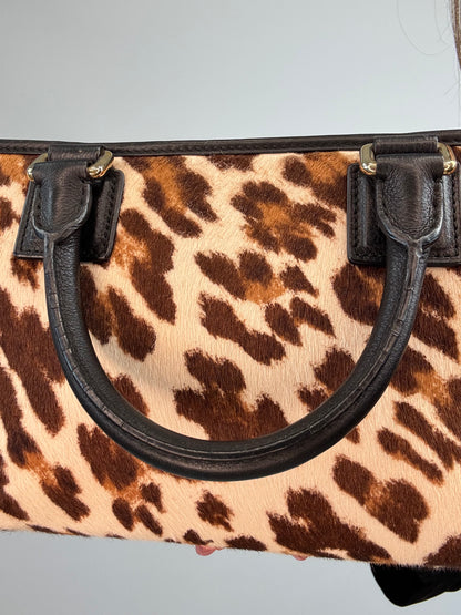 Loewe Amazona 28 Leopard Calf Hair & Black Leather Bag