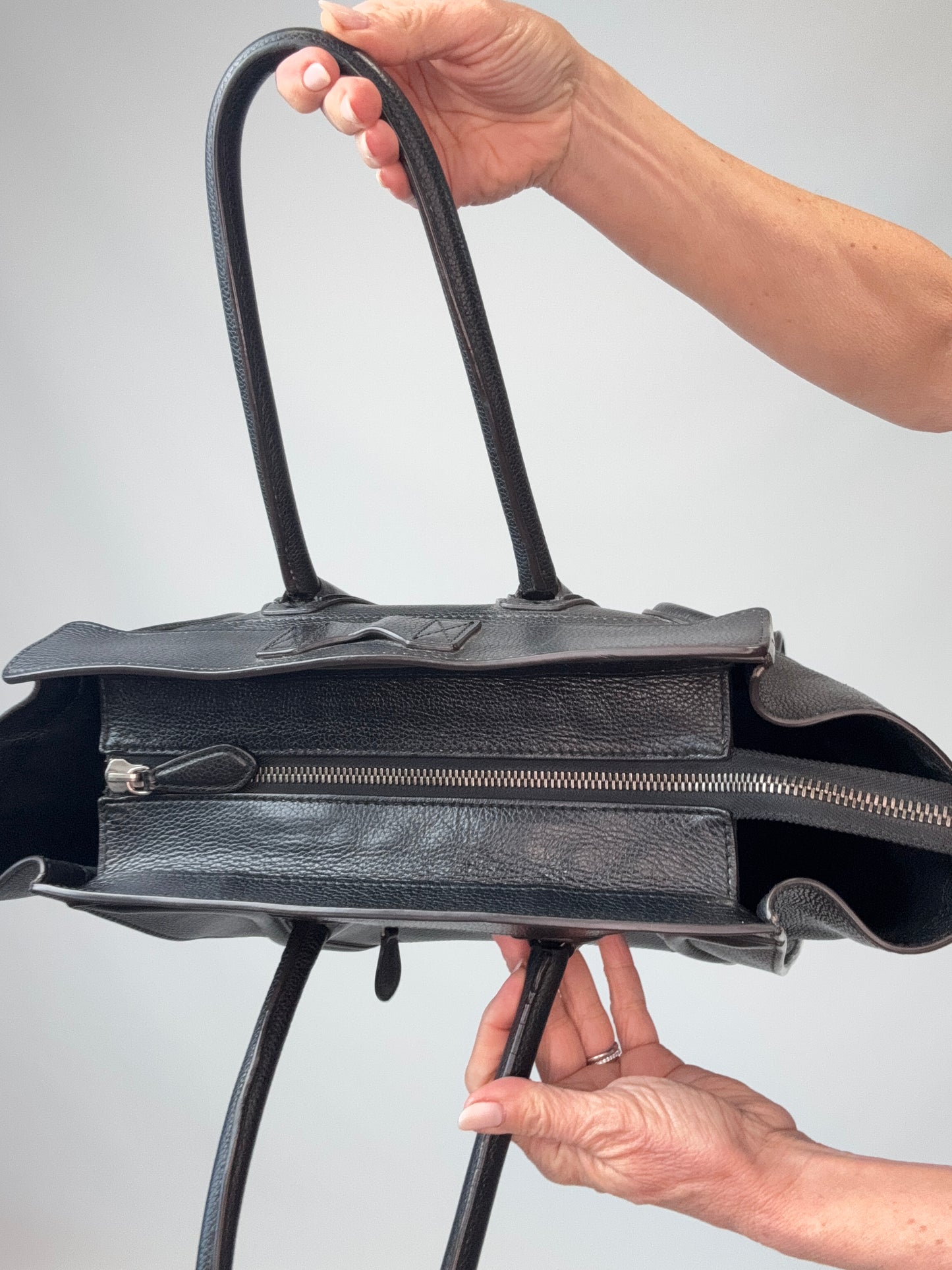 Celine Mini Phantom Luggage Tote – Black Drummed Leather