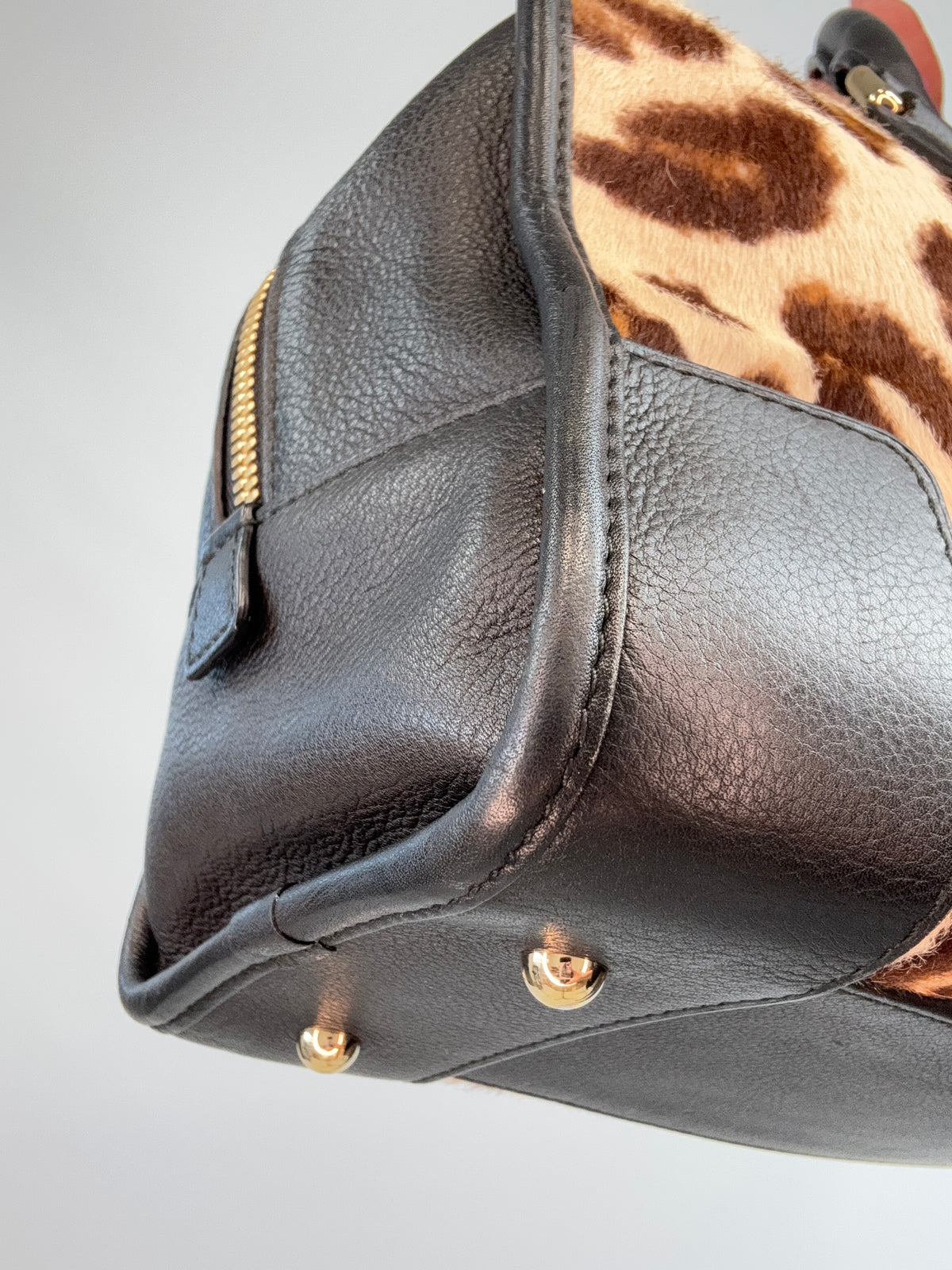 Loewe Amazona 28 Leopard Calf Hair & Black Leather Bag