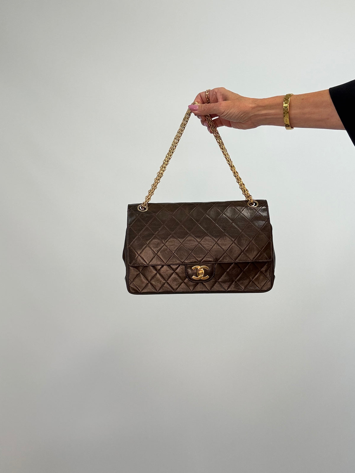 Chanel Vintage Brown Lambskin  Reissue Chain Maxi Classic Flap