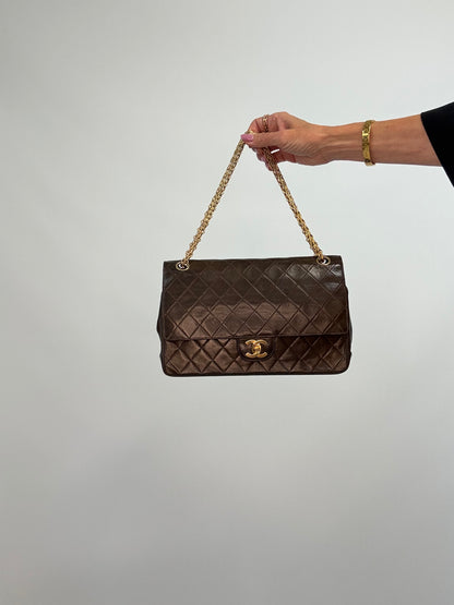 Chanel Vintage Brown Lambskin  Reissue Chain Maxi Classic Flap